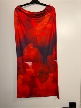 Red Floral Swim Skirt